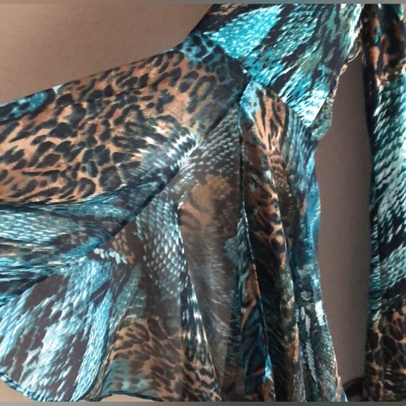 New MSK Animal print Bell sleeve Green multicolor Dress - Picture 8 of 16